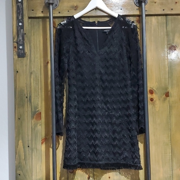 Nanette Lepore Dresses & Skirts - NANETTE LEPORE BLACK LACE LONG SLEEVE ZIGZAG TUNIC A-LINE DRESS XS Whimsy Goth